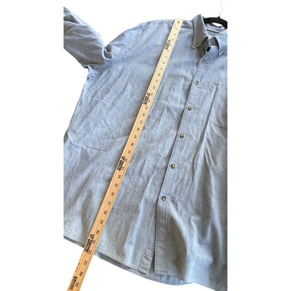 Peter Millar Blue Denim Chambray Shirt Long Sleeve Button Down Size XL‎ Distress - Picture 8 of 11